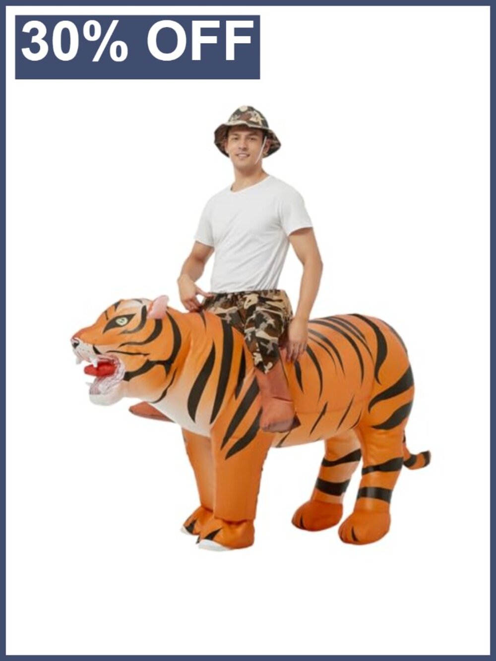 GOOSH Inflatable Tiger Costume Adult One Size Funny Blow Up Halloween Party